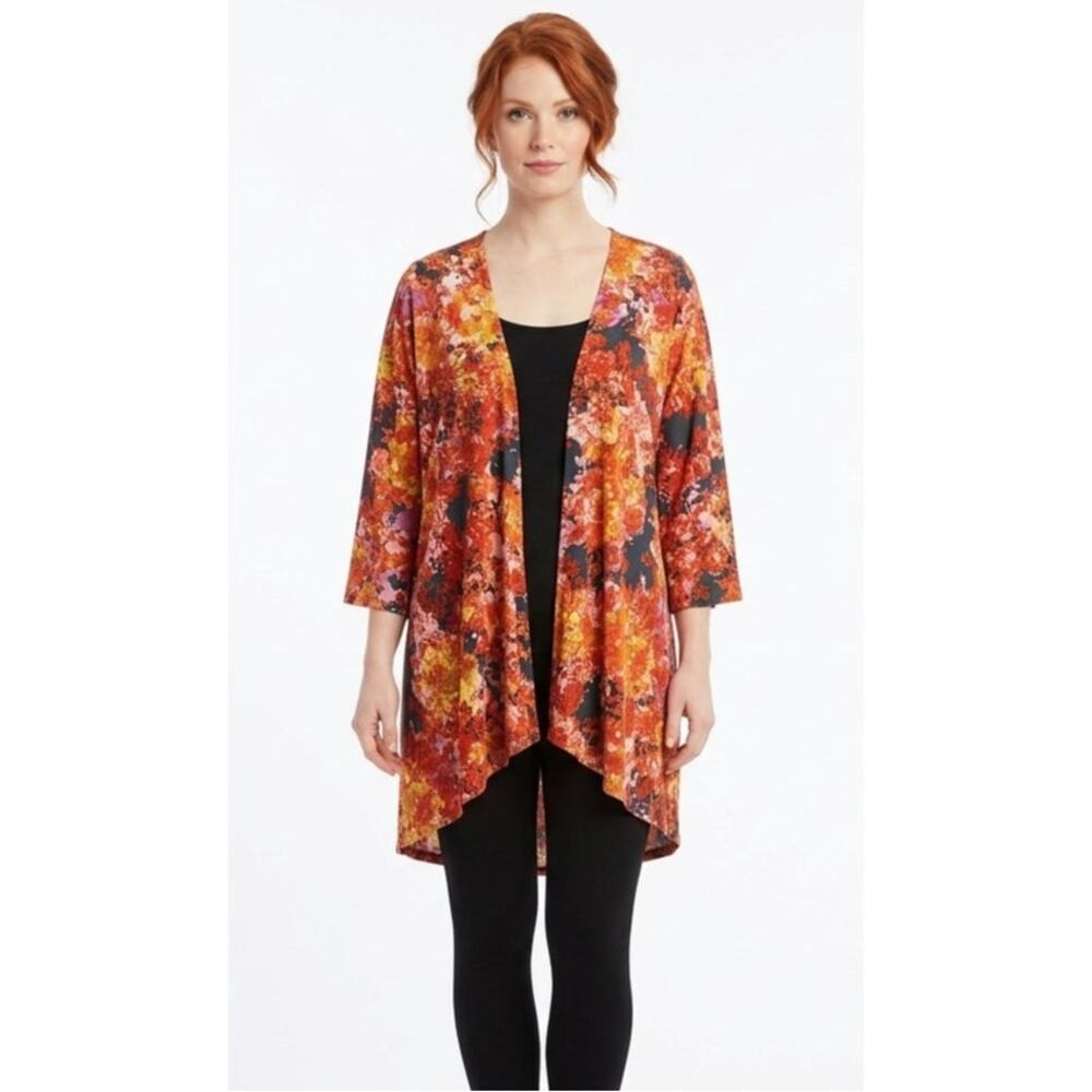 LuLaRoe Women's Kimono ONE SIZE Polyester Spandex Lightweight Abstract Floral - Picture 1 of 5